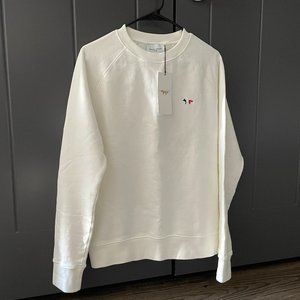 Maison Kitsune Men's Tricolor Fox Sweatshirt Ecru S